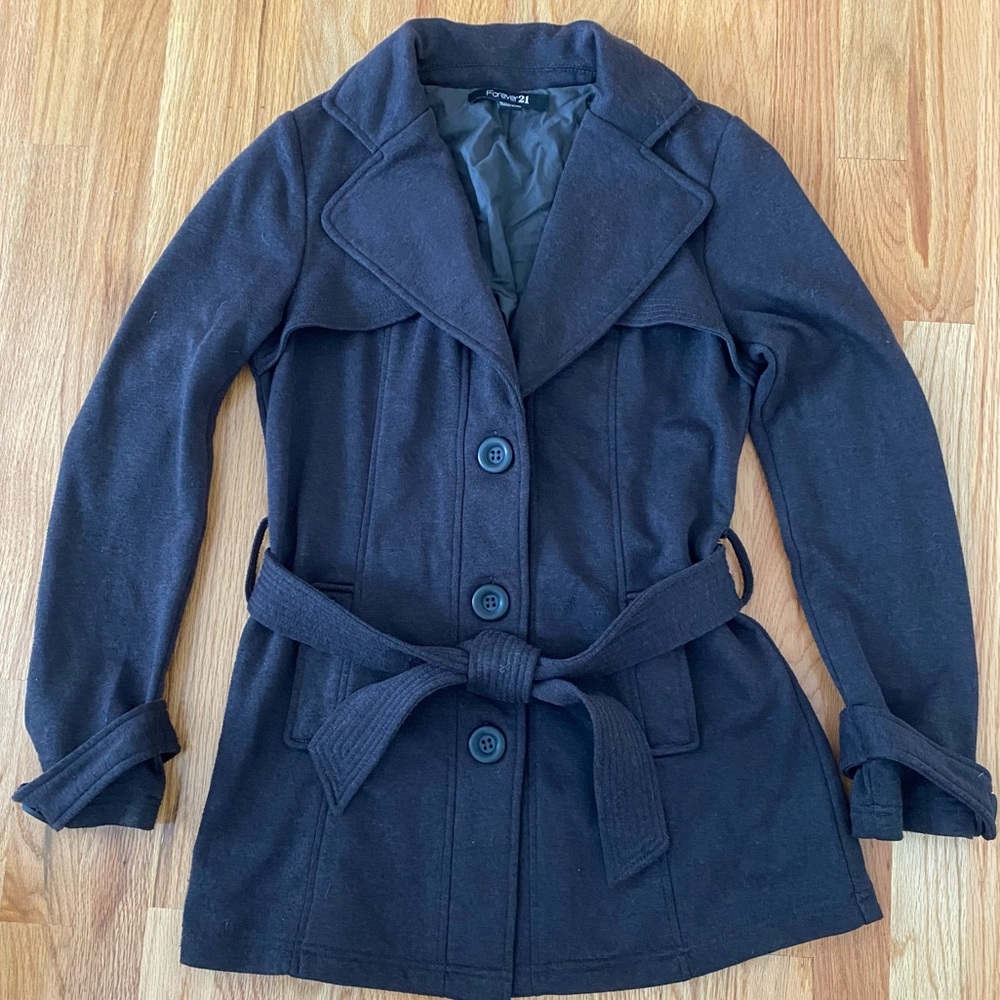 Forever 21 Black Button Down Pea Coat Style Jacket - Medium